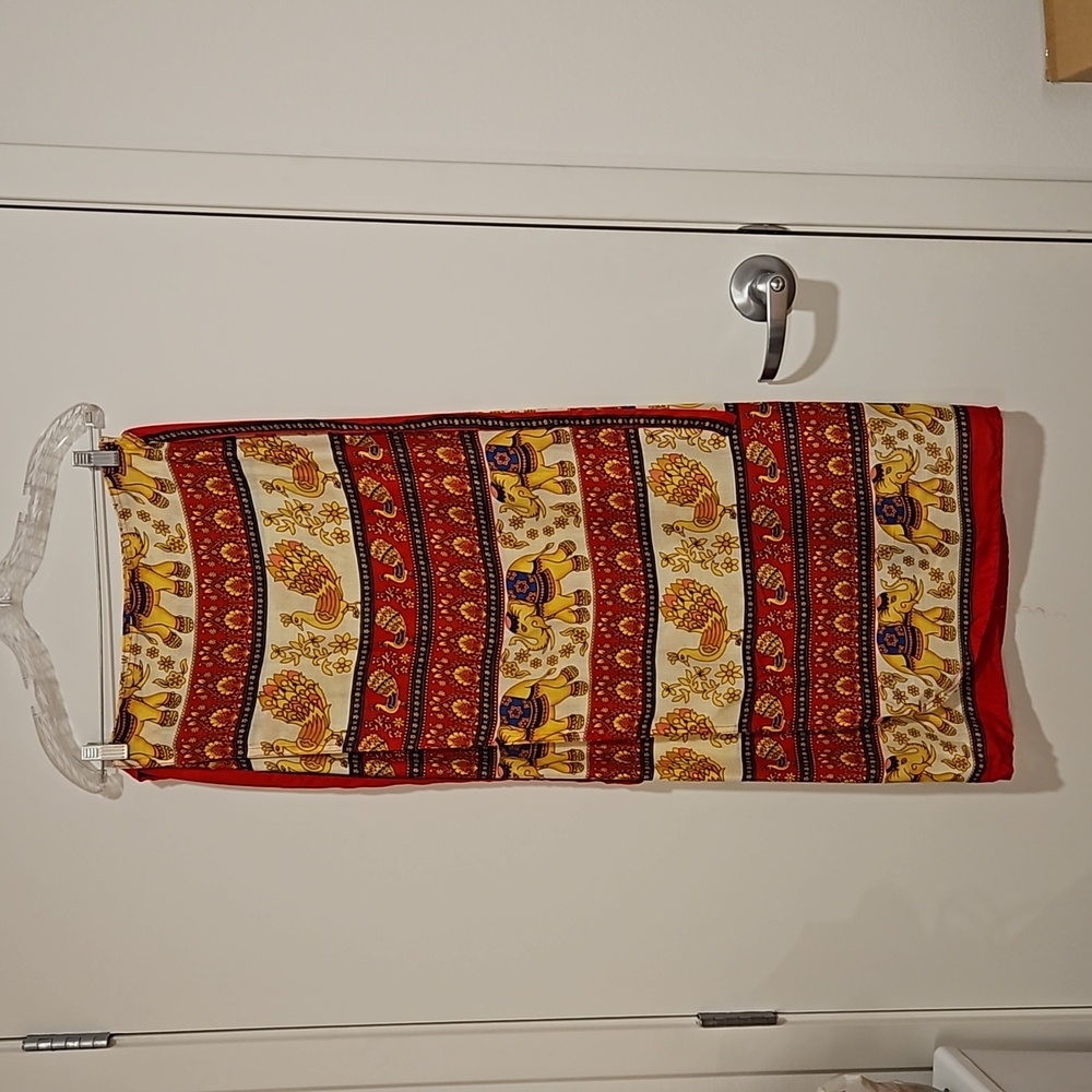 Elephant Peacock graphics pareo sarong wraparound skirt small medium NWOT - Picture 2 of 12